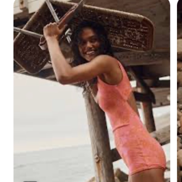 Free People Other - FREE PEOPLE RHYTHM PAISLEY TANK SHORT ONE PIECE SWIMSUIT PINK NWT